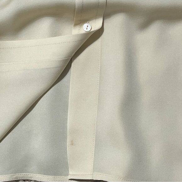 Vince Pleated Shirred Silk Top SMALL Cream Minimalist Old Money Capsule Wardrobe - Picture 10 of 12